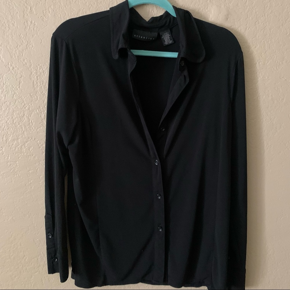 Attention Black Button Up